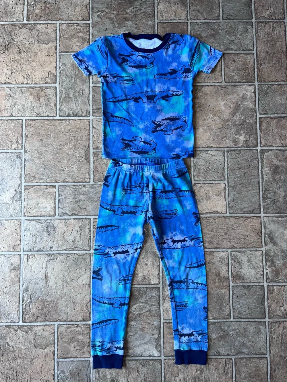 Kids Blue Crocodile Print PJ Set